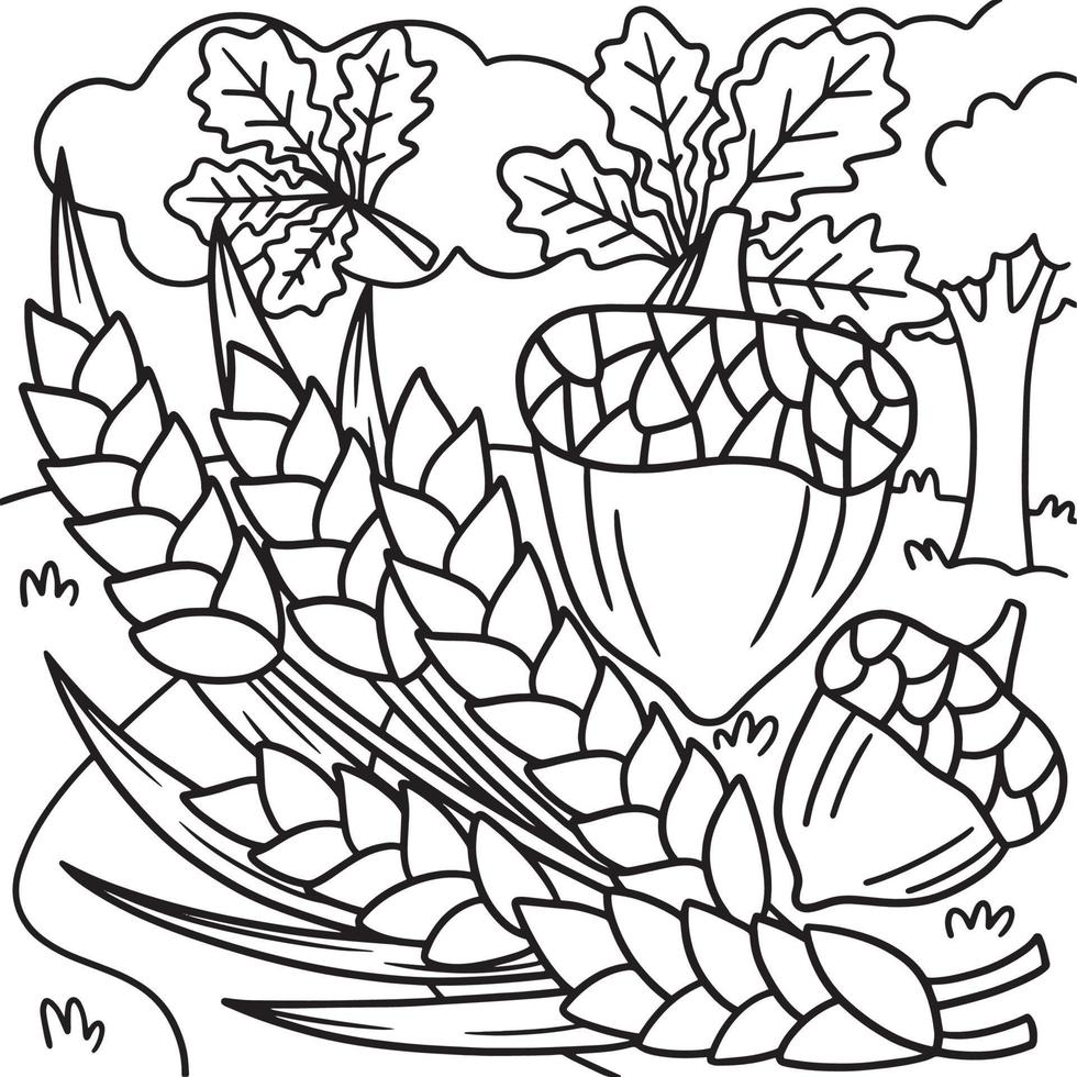 Thanksgiving Harvest Wheat Coloring Page for Kids vector