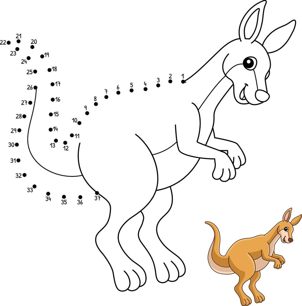 Dot to Dot Kangaroo Animal Coloring Page for Kids vector