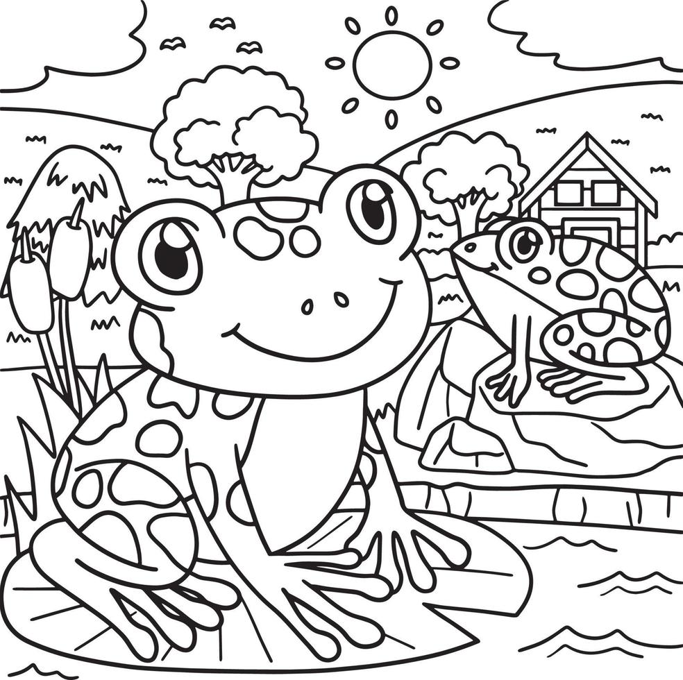 Frog Coloring Page for Kids vector