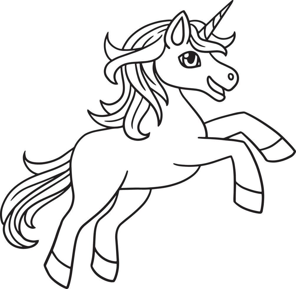 página para colorear aislada de unicornio saltando para niños vector