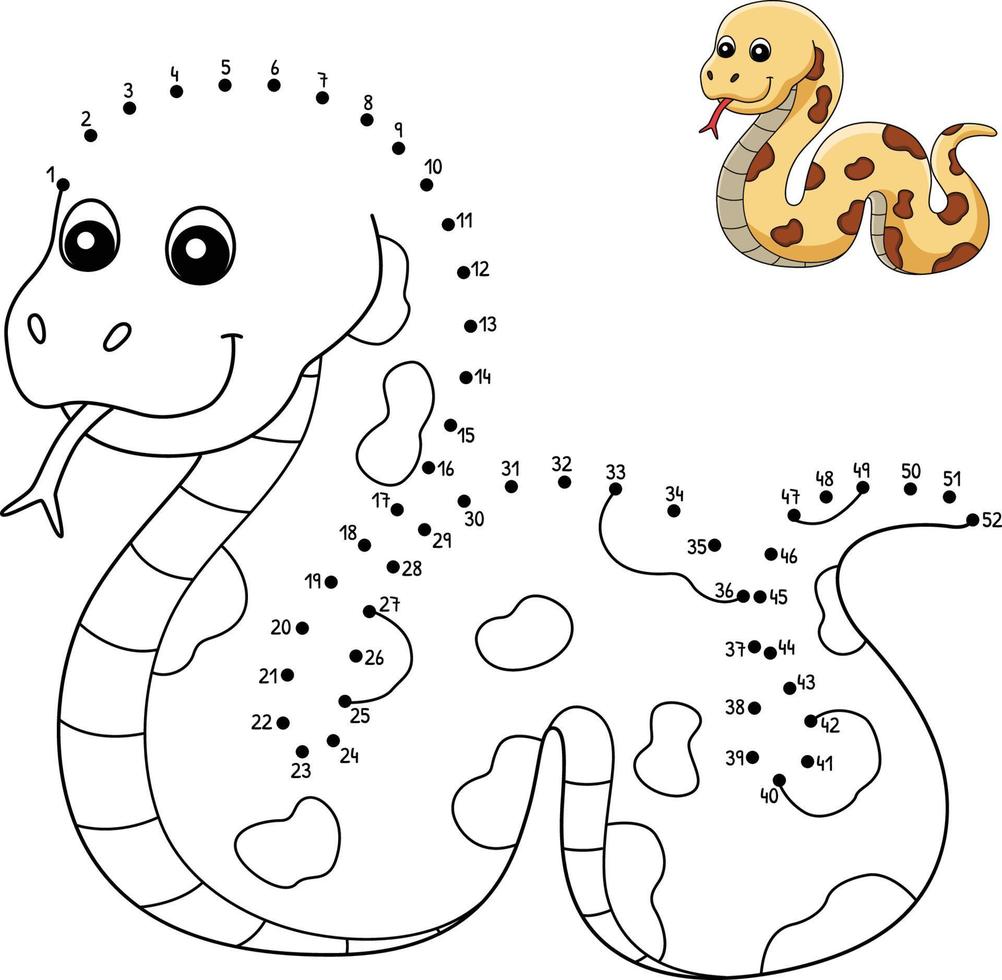 Dot to Dot Snake On Ground Coloring Page for Kids vector