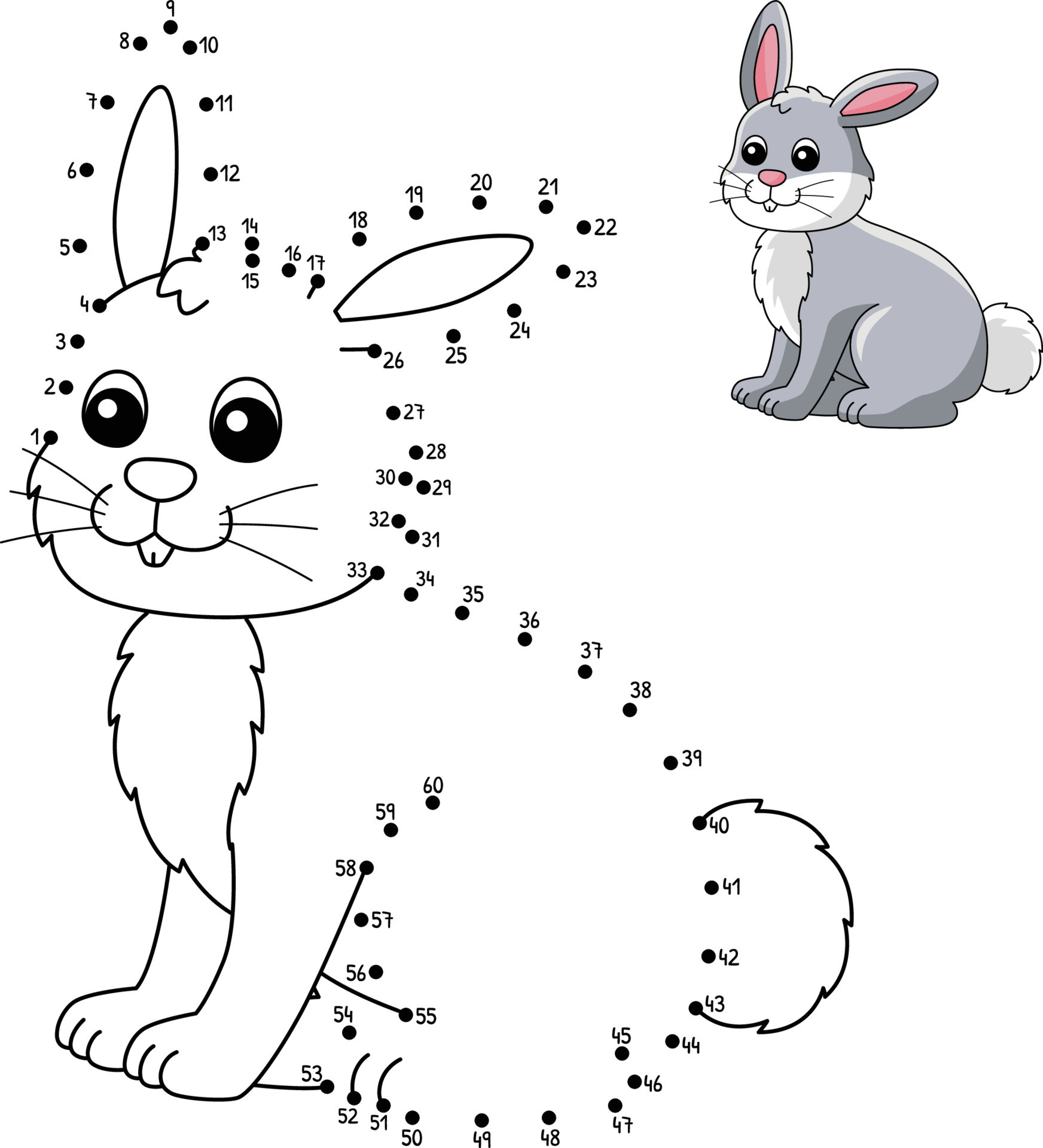 Dot to Dot Rabbit Coloring Page for Kids 8208780 Vector Art at Vecteezy