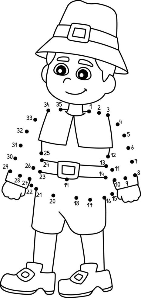 página para colorear de niño peregrino de acción de gracias de punto a punto vector