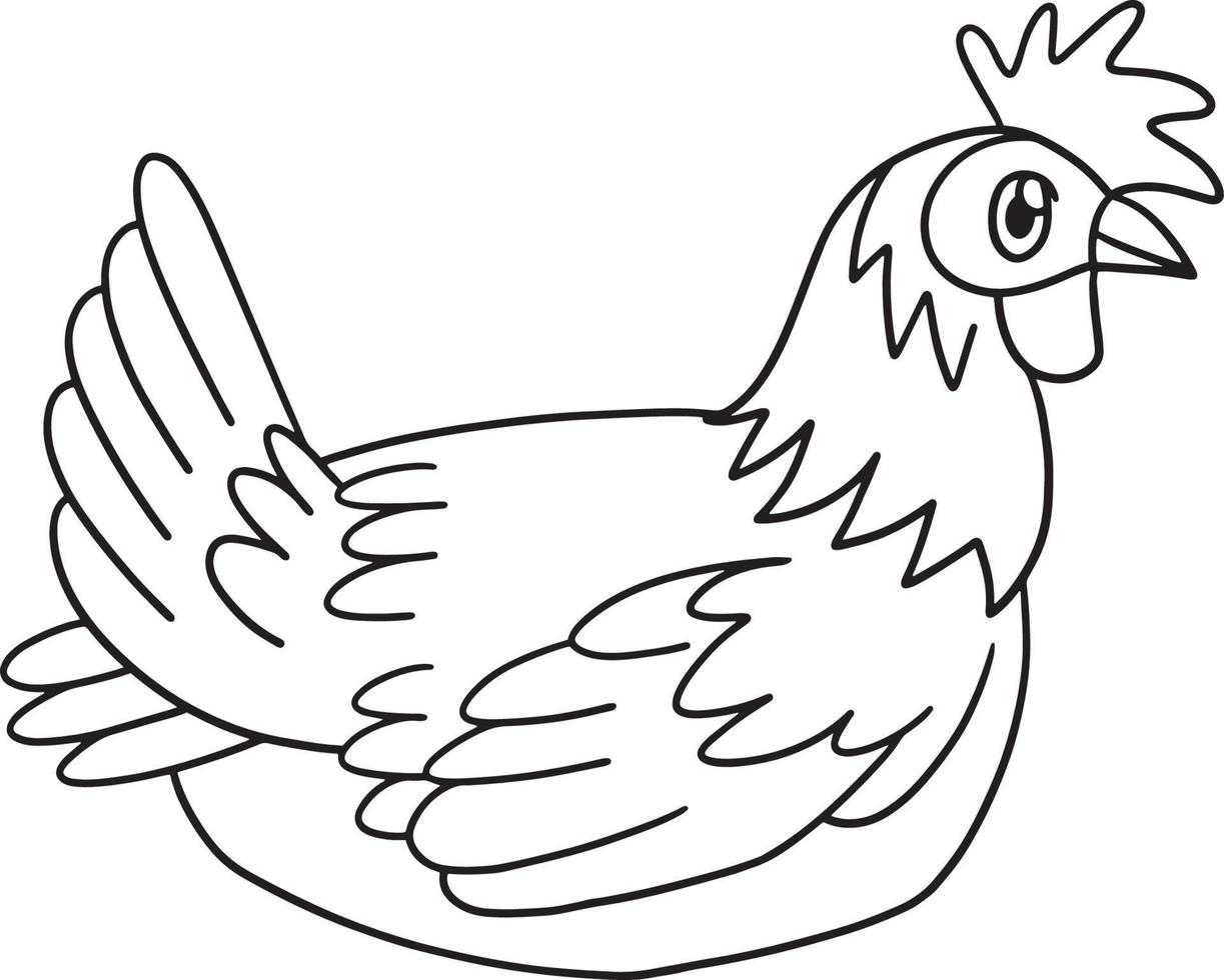 Chicken Coloring Page Isolated for Kids vector