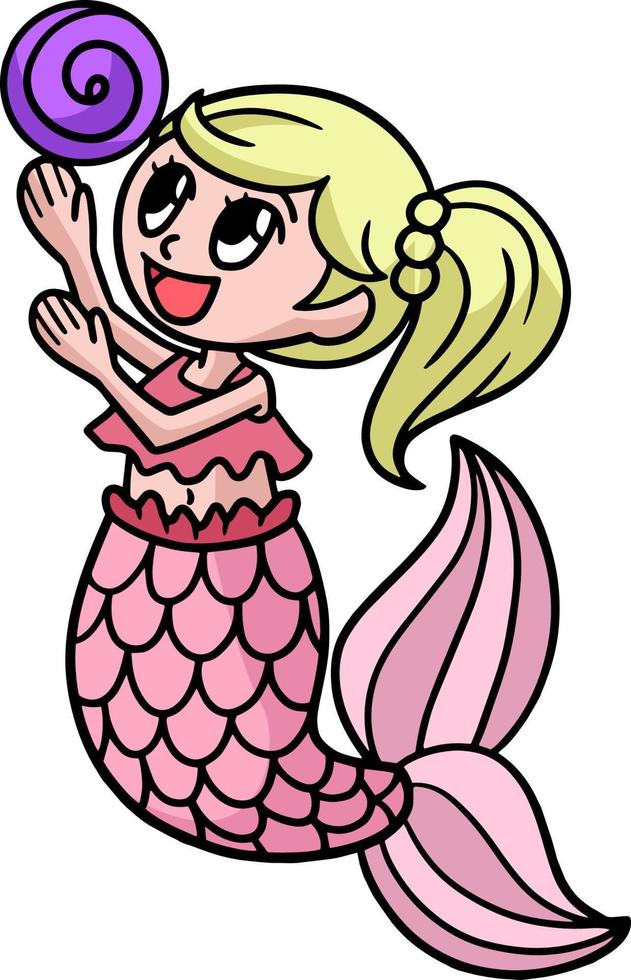 Playing Mermaid Cartoon Colored Clipart vector