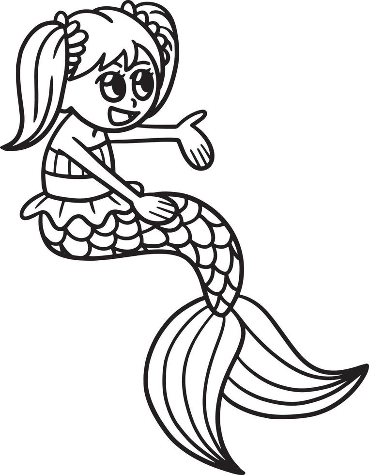 Talking Mermaid Isolated Coloring Page for Kids vector