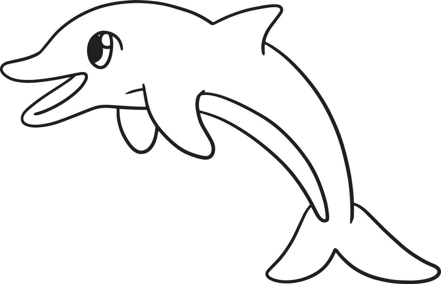 Dolphin Isolated Coloring Page for Kids vector