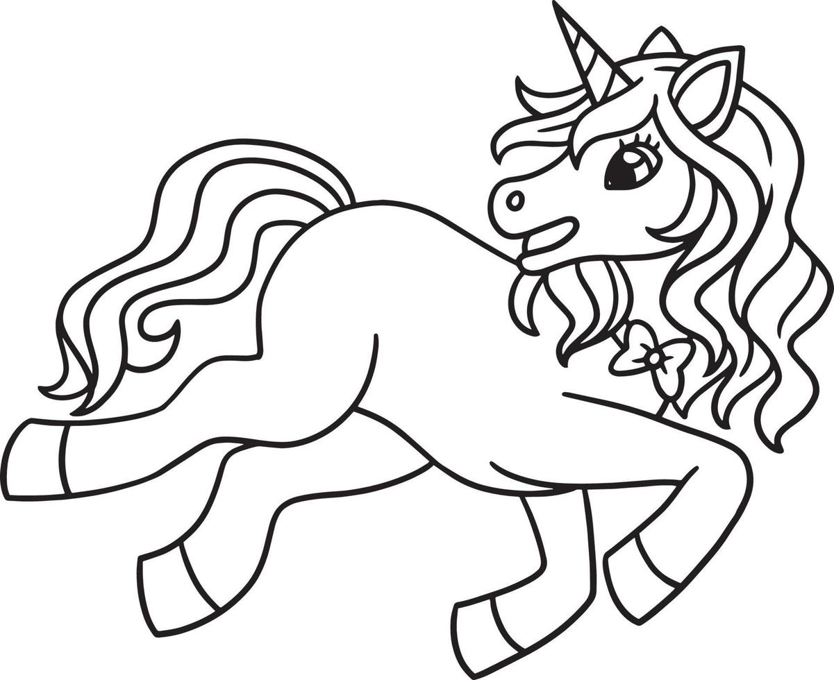 Playing Unicorn Isolated Coloring Page for Kids vector