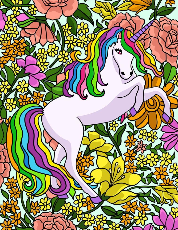 ilustración de dibujos animados de color unicornio saltando vector