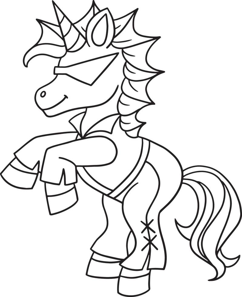 Rockstar Unicorn Isolated Coloring Page for Kids vector