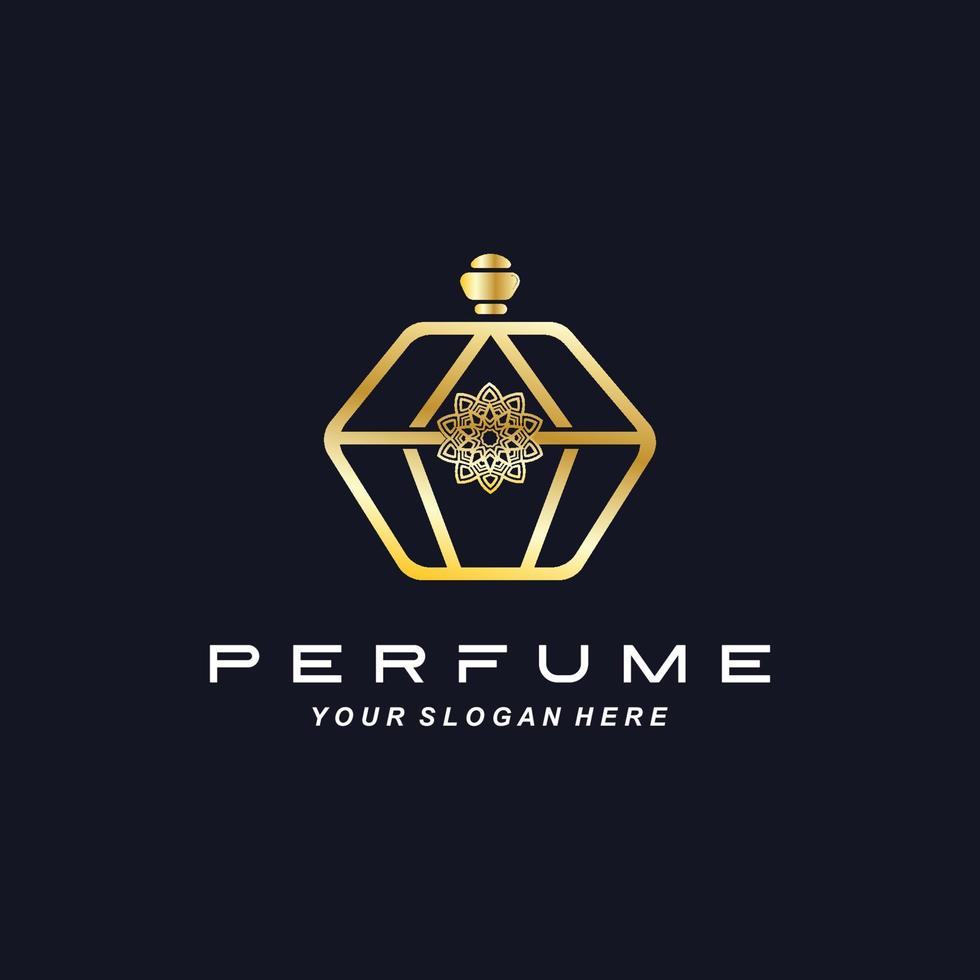 diseño de logotipo de botella de perfume de lujo, ilustración para cosméticos, belleza, salón, productos de empresa, vector