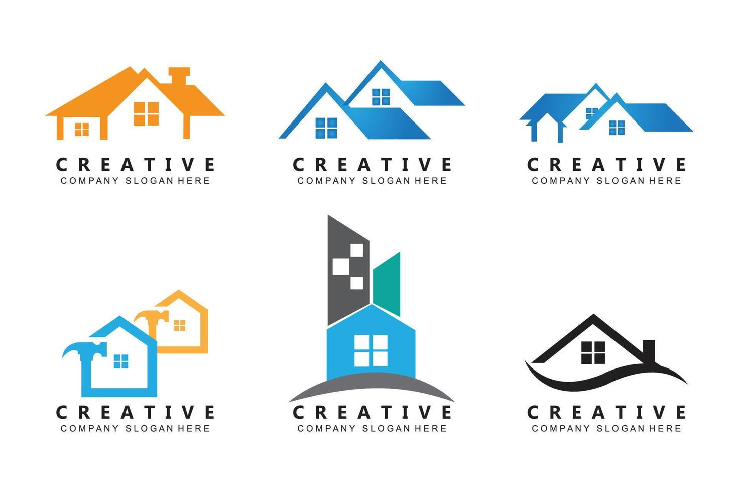 Urban building construction logo icon symbol, house, apartment, city view vector