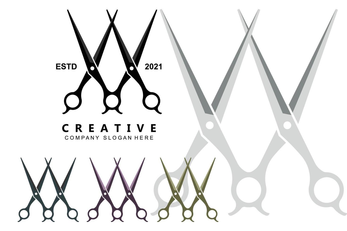 Barber tool scissors logo icon background symbol vector