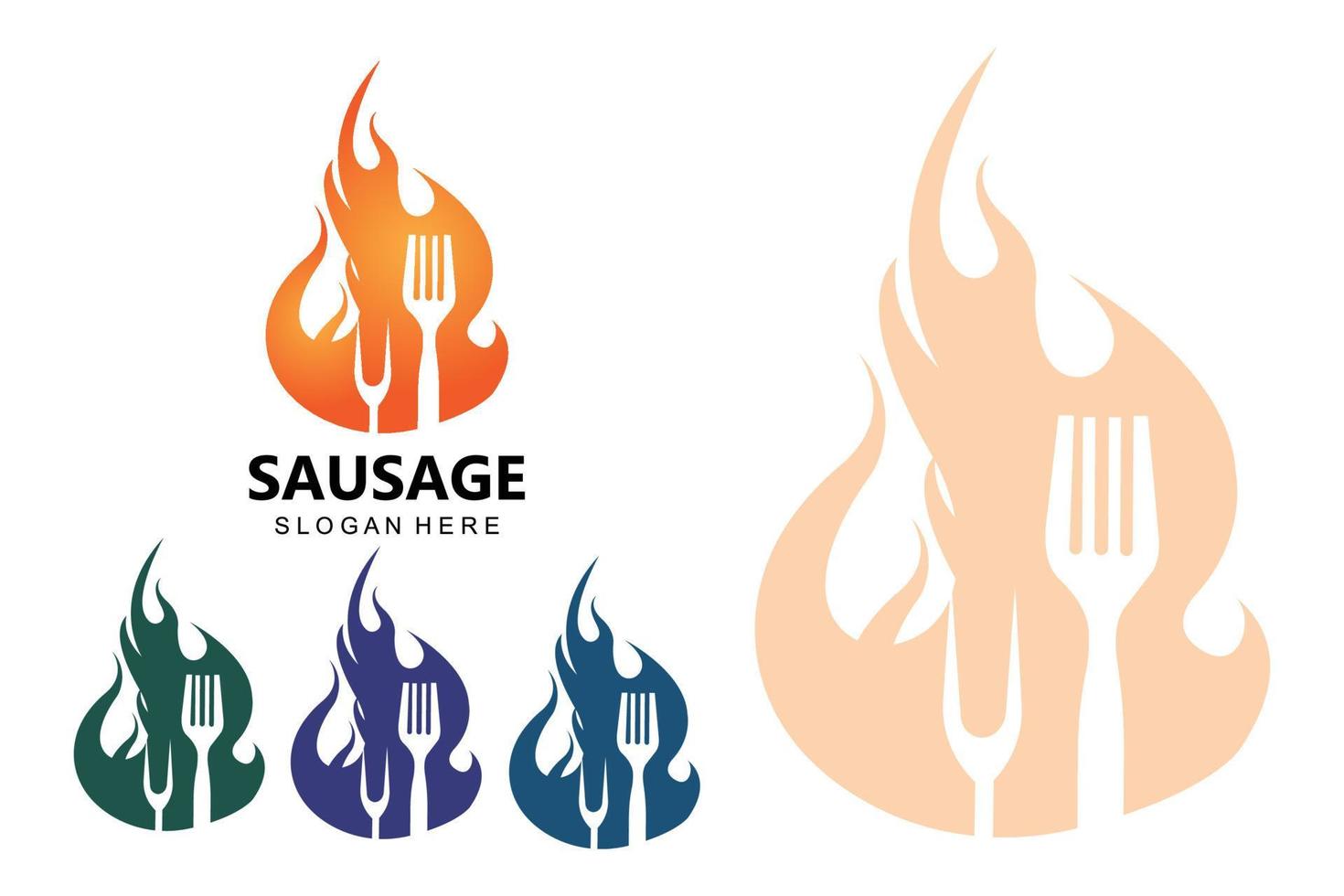grilled sausage logo vector symbol, barbecue meat, retro concept