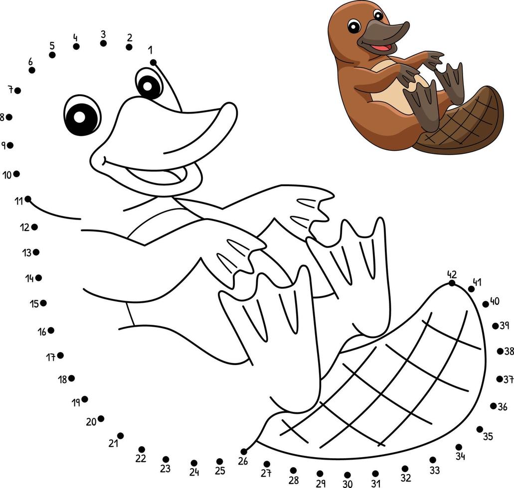 Dot to Dot Platypus Animal Coloring Page for Kids vector