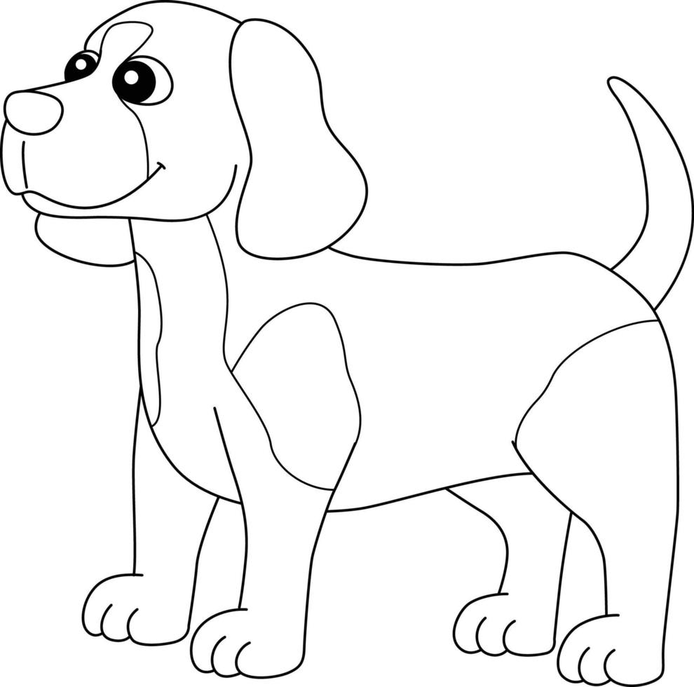 Beagle Dog Coloring Page Isolated for Kids vector