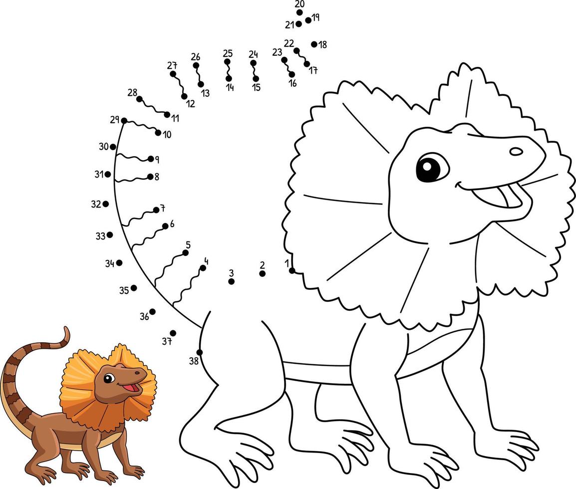 Dot to Dot Frill Necked Lizard Coloring Page vector