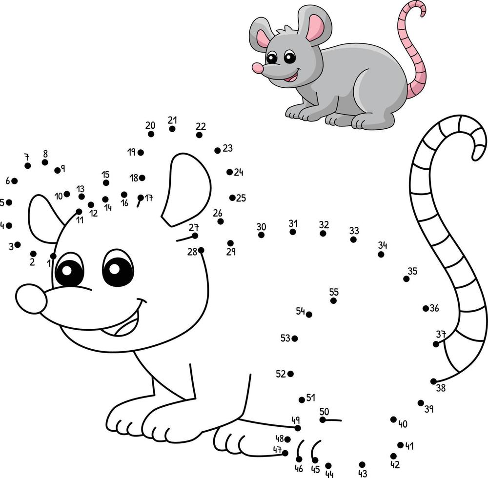 Dot to Dot Mouse Coloring Page for Kids vector