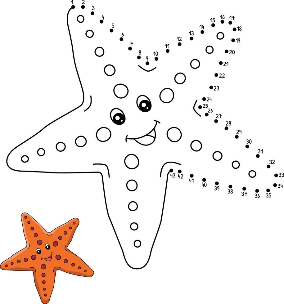 Dot to Dot Sea star Coloring Page for Kids vector