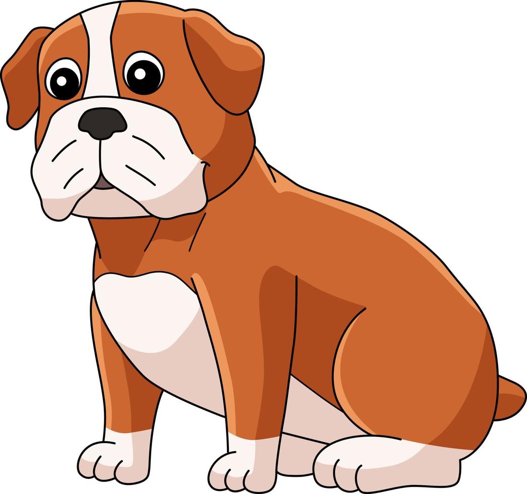 Bulldog Dog Cartoon Colored Clipart Illustration vector