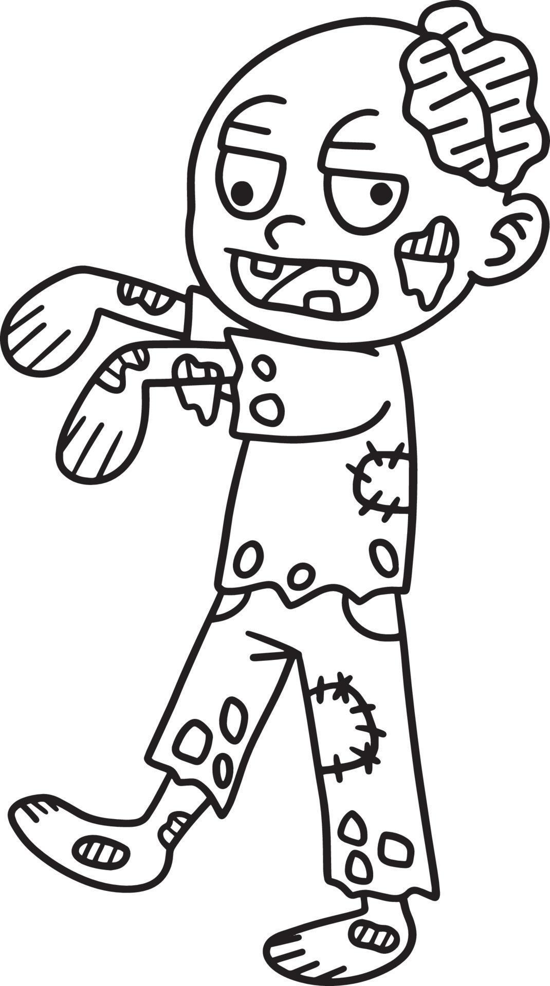 Zombie Halloween Isolated Coloring Page for Kids 8208903 Vector Art at
