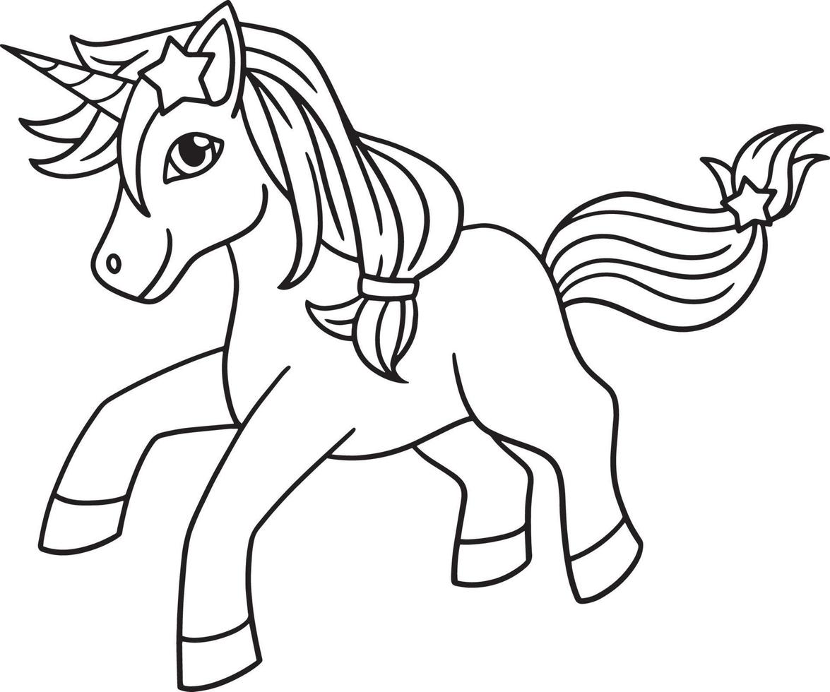 Unicorn Isolated Coloring Page for Kids vector