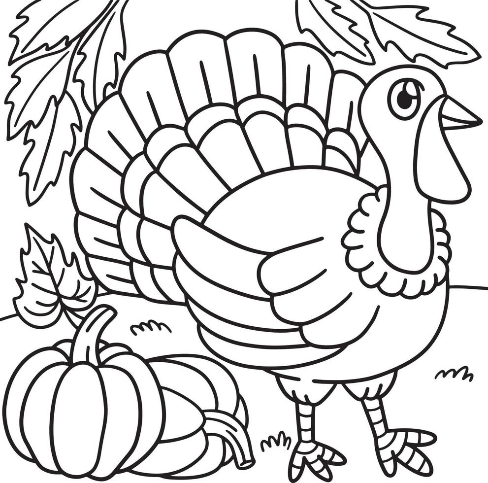 Thanksgiving Turkey Coloring Page for Kids vector