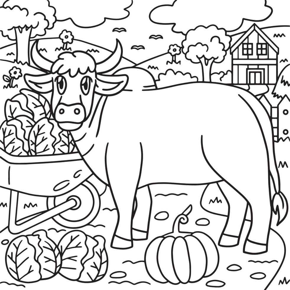 Ox Coloring Page for Kids vector