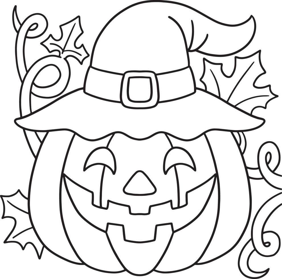 Página para colorear de Halloween de calabaza para niños vector