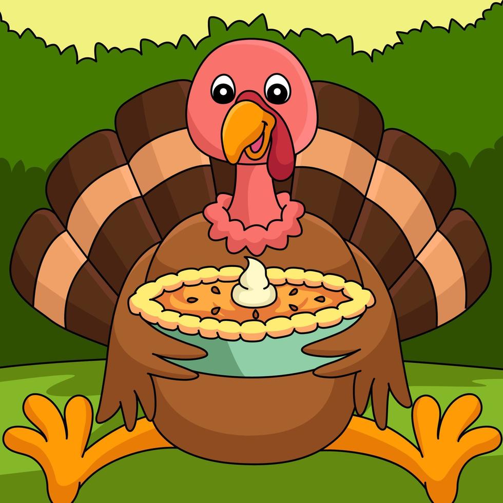 Thanksgiving Turkey Holding A pie Illustration vector