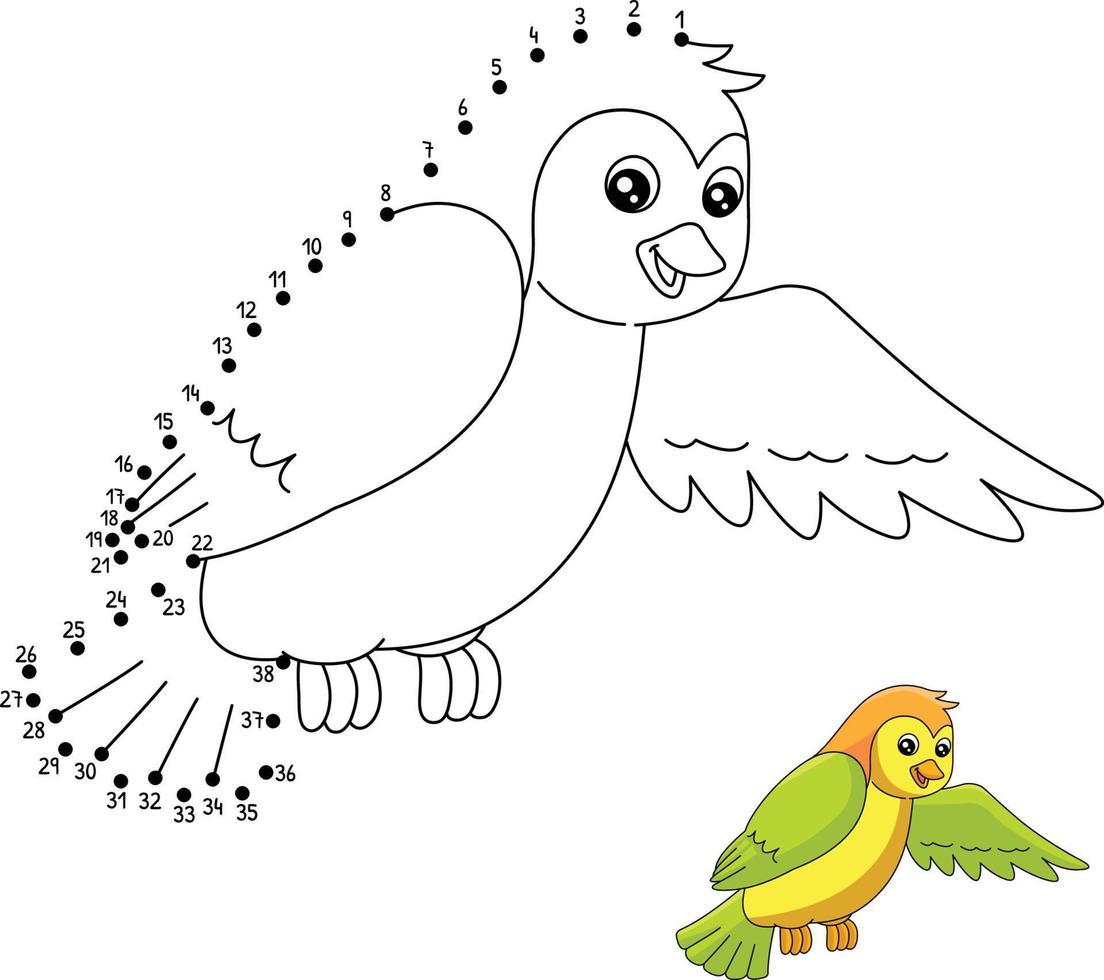 punto a punto pájaro para colorear página para niños vector