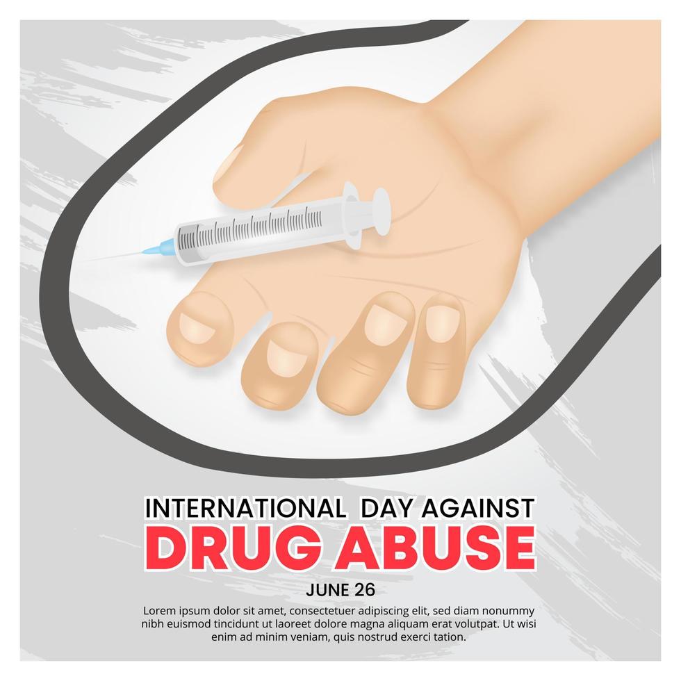 International day against drug abuse background with a hand of overdose person vector