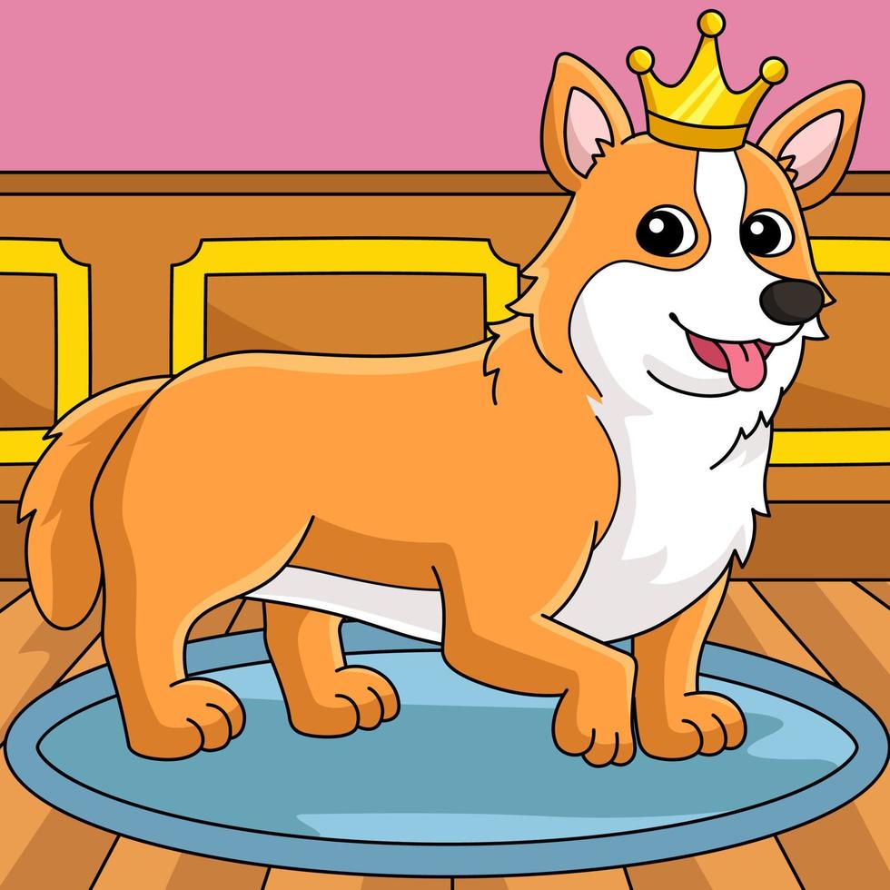 Corgi Dog Colored Cartoon Illustration vector
