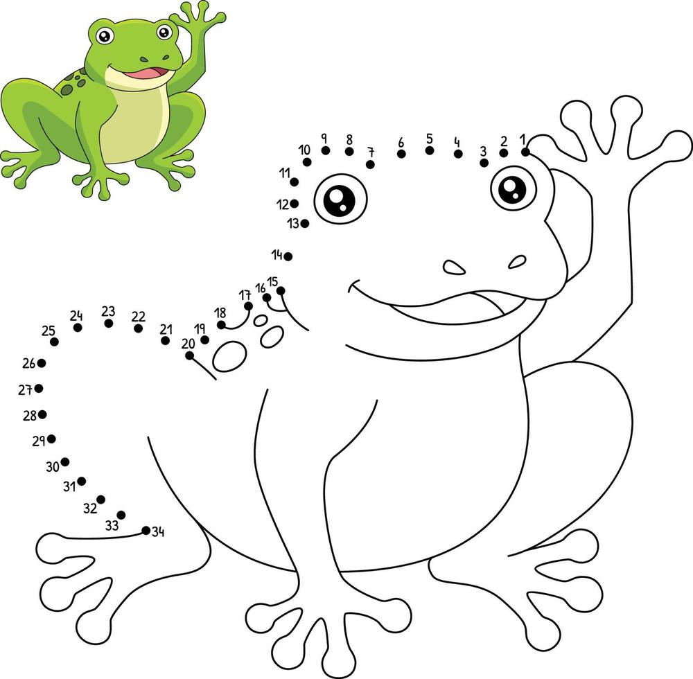 Dot to Dot Frog Coloring Page for Kids vector