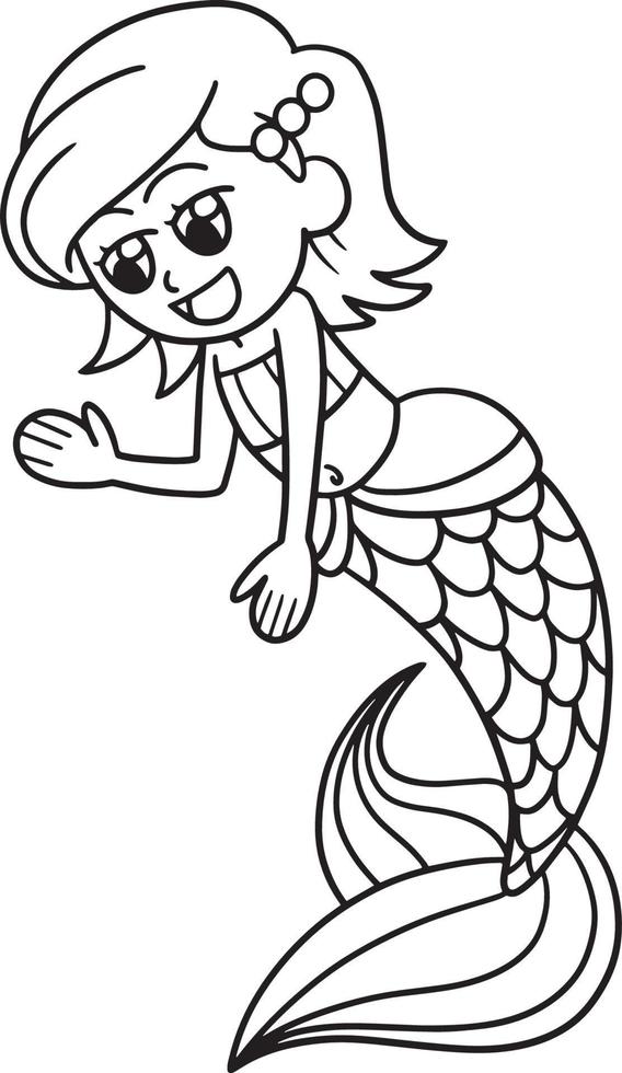 Talking Mermaid Isolated Coloring Page for Kids vector