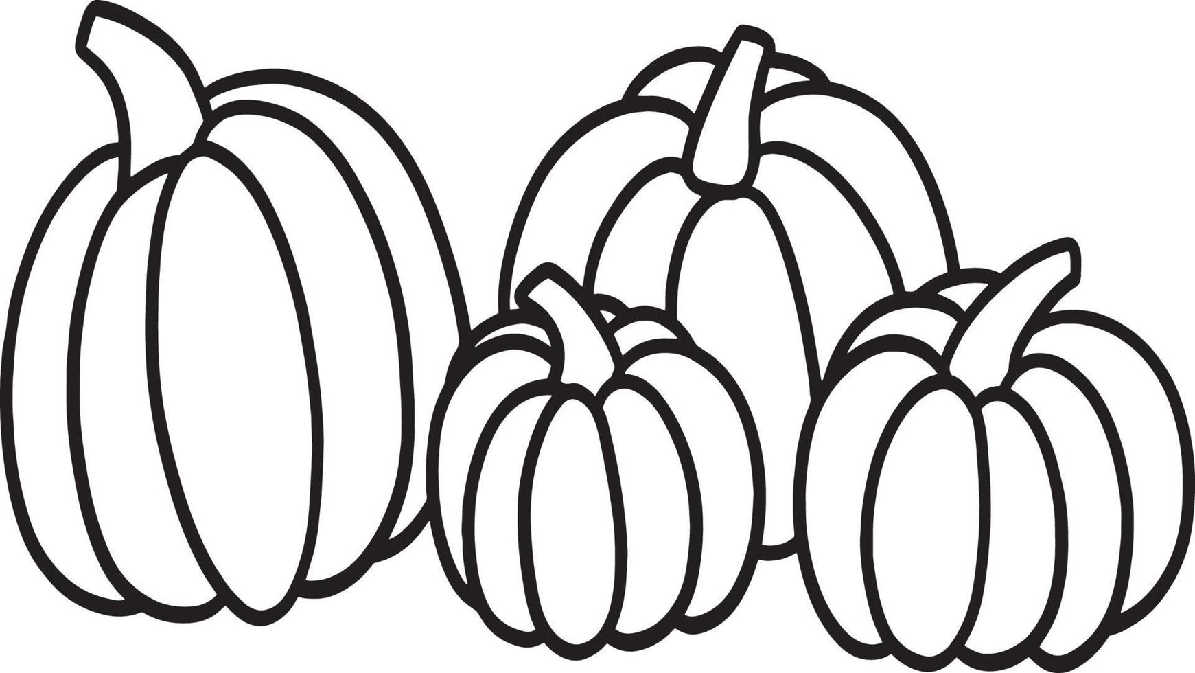 calabazas de acción de gracias página para colorear aislada para niños vector