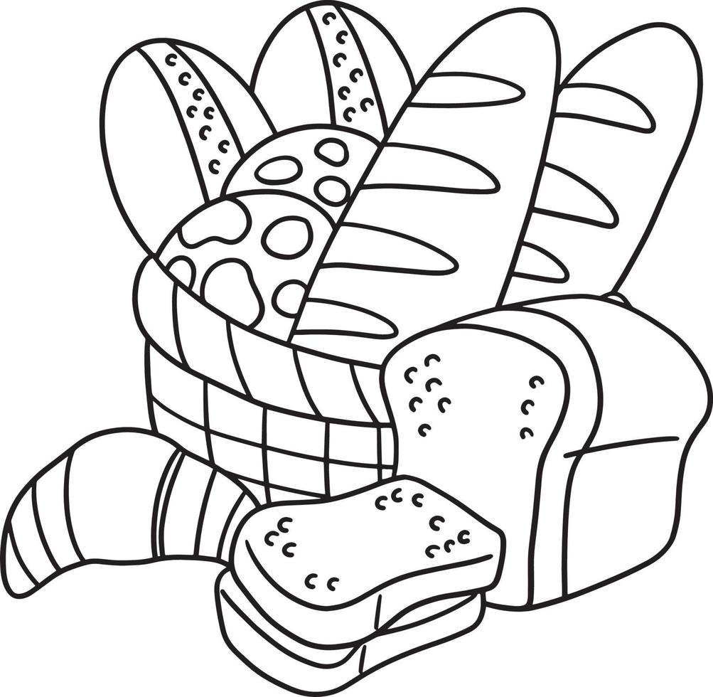Thanksgiving Baked Bread Isolated Coloring Page vector