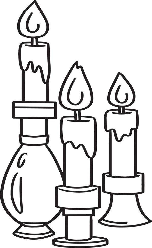 Thanksgiving Candle Centerpiece Isolated Coloring vector