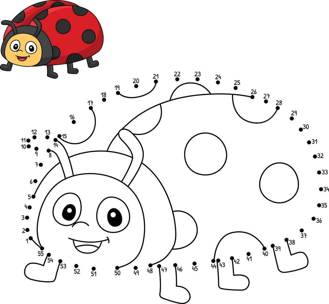 Dot to Dot Ladybug Coloring Page for Kids vector