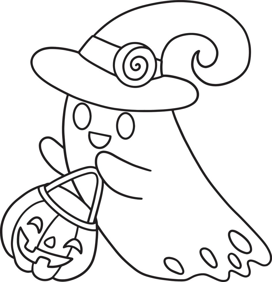 Ghost Halloween Isolated Coloring Page for Kids vector