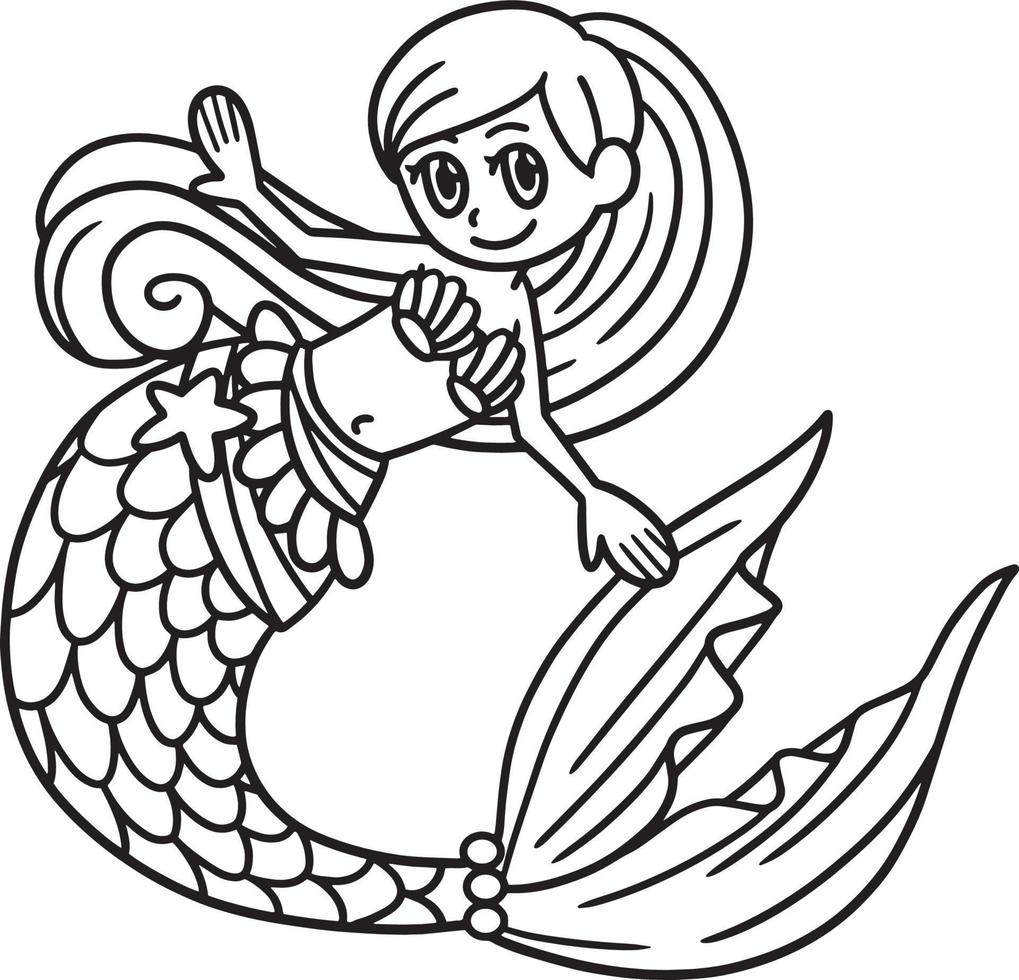 Dancing Mermaid Isolated Coloring Page for Kids vector