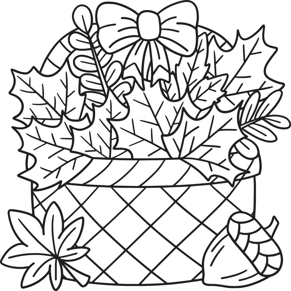 Thanksgiving Basket With Autumn Leaves Isolated vector