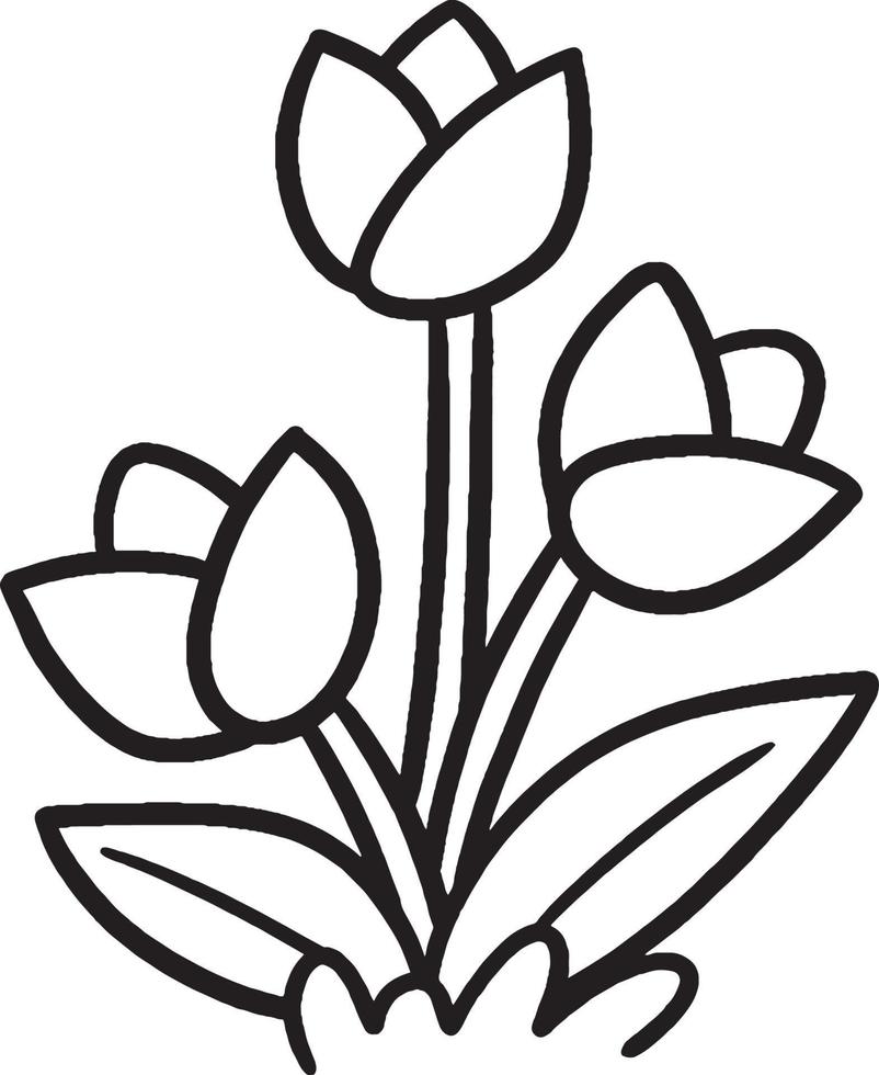 tulipán, flor, aislado, colorido, página, para, niños vector