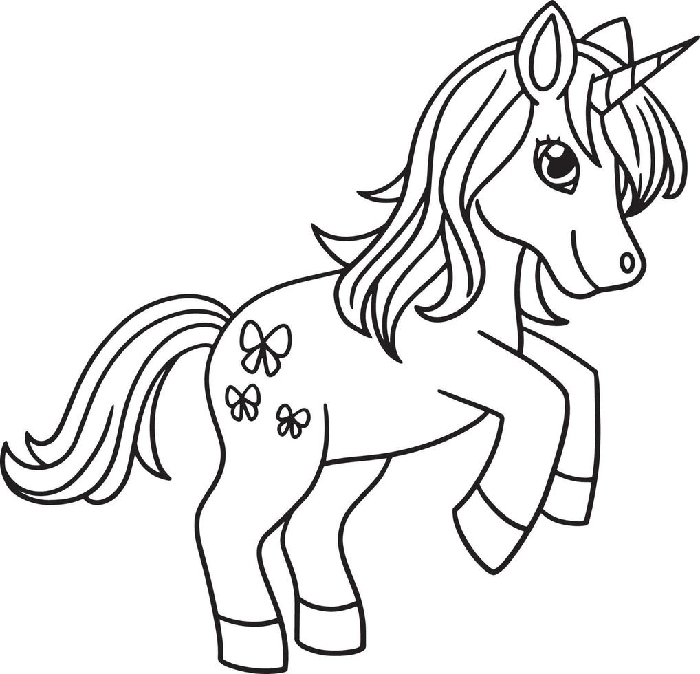 página para colorear aislada de unicornio saltando para niños vector