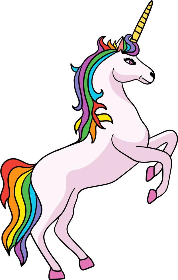 Leaping Unicorn Cartoon Colored Clipart vector