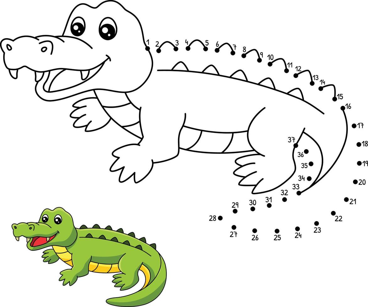 Dot to Dot Crocodile Coloring Page for Kids vector