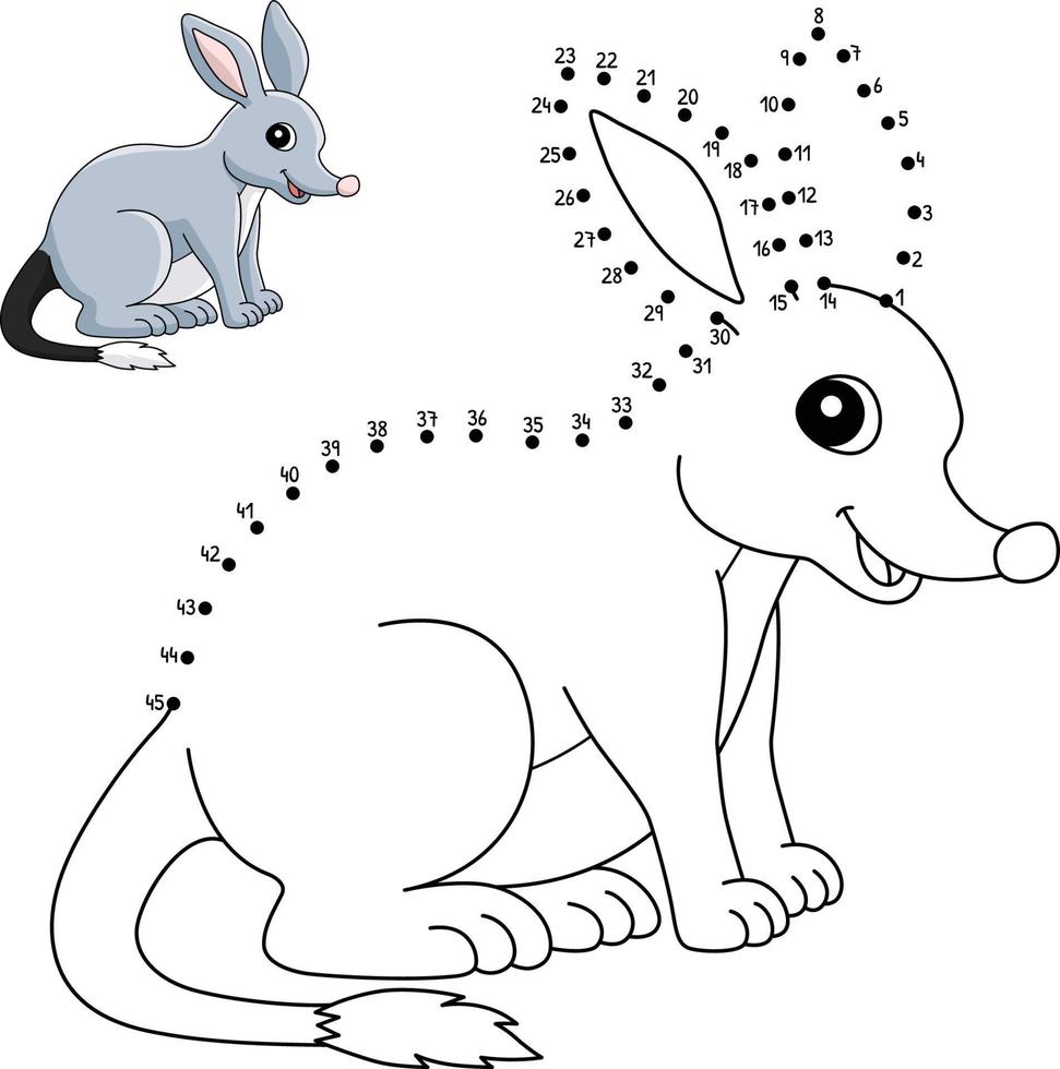 Dot to Dot Bilby Animal Coloring Page for Kids vector