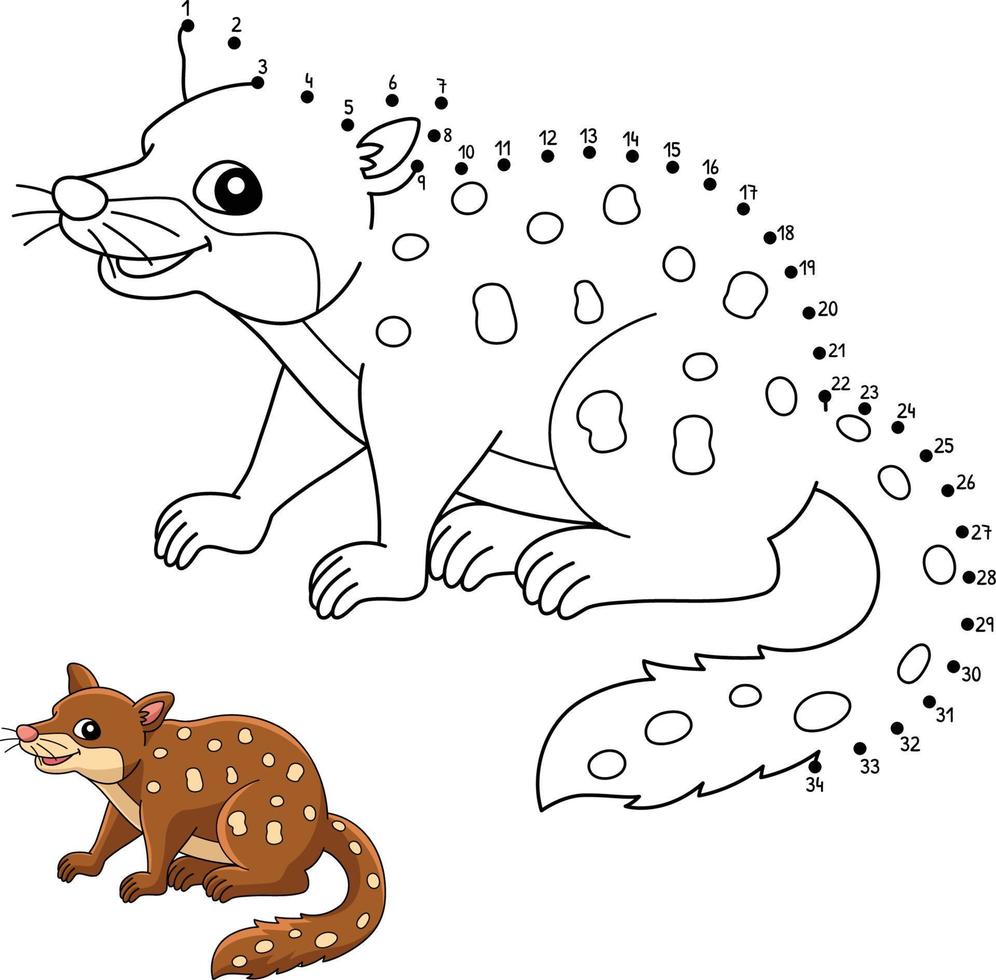 Dot to Dot Tiger Quoll Animal Coloring Page vector