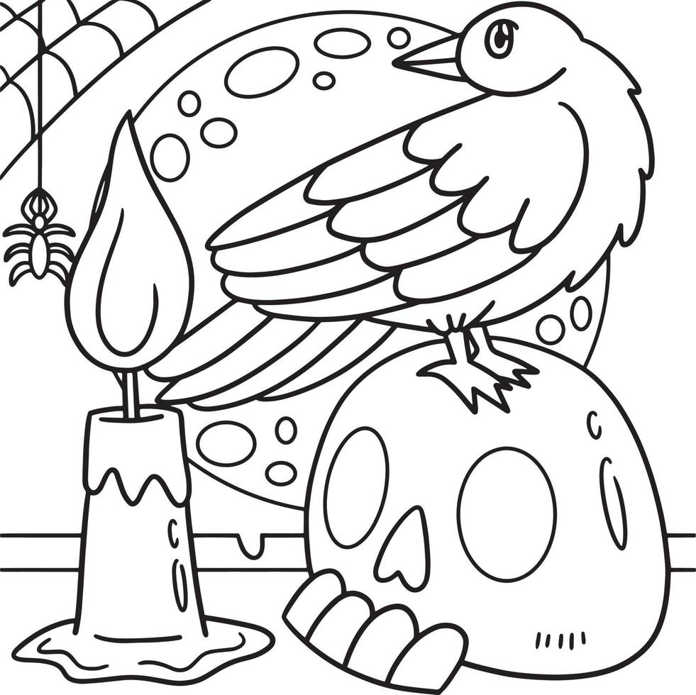 Crows Halloween Coloring Page for Kids vector