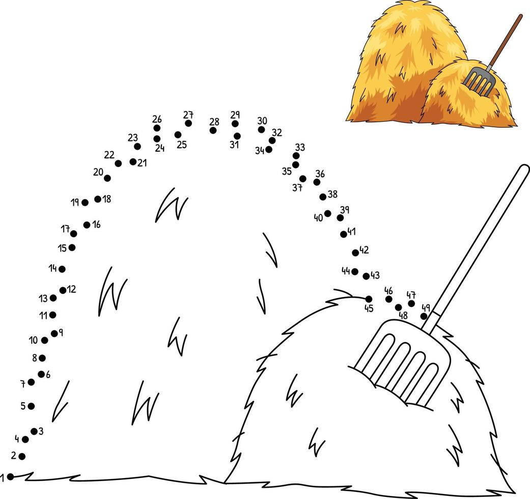 Dot to Dot Haystack Coloring Page for Kids vector